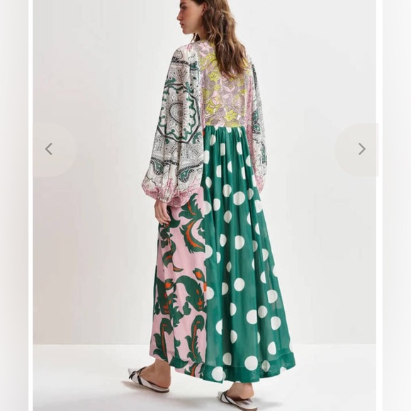 Essentiel Antwerp Green, multicolor print cotton blend boho maxi dress size XS - Picture 2 of 11